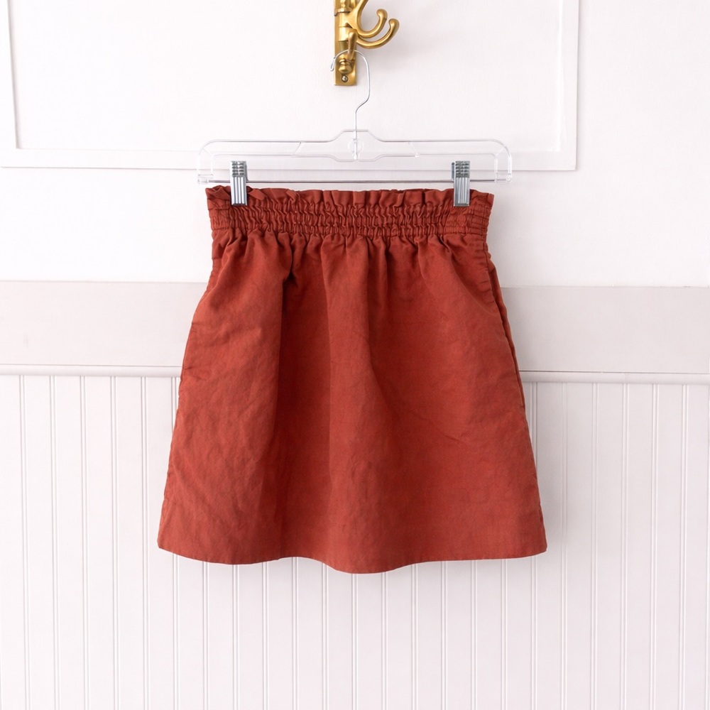 J. Crew Rust-Red Elastic Waist Mini Skirt